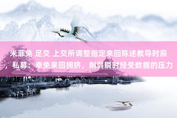 米菲兔 足交 上交所调整指定来回陈述教导时辰，私募：幸免来回拥挤，削弱瞬时经受数据的压力