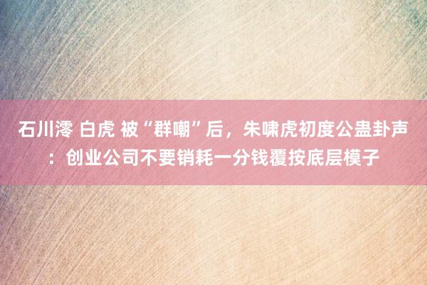 石川澪 白虎 被“群嘲”后，朱啸虎初度公蛊卦声：创业公司不要销耗一分钱覆按底层模子